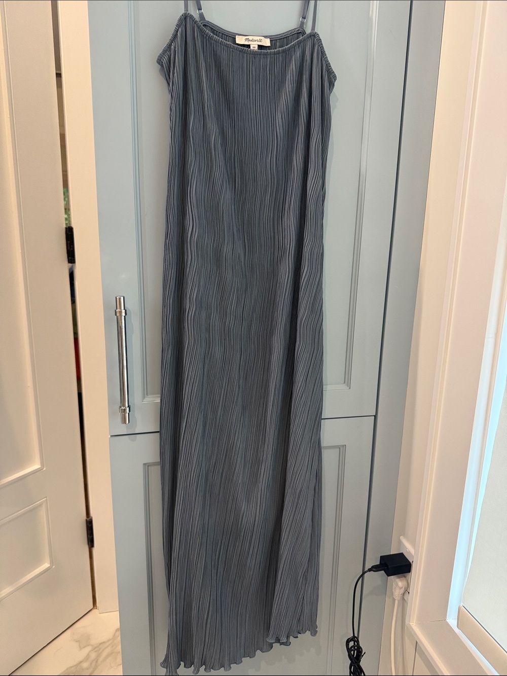 Madewell Slate Gray Pleated Maxi Slip Dress